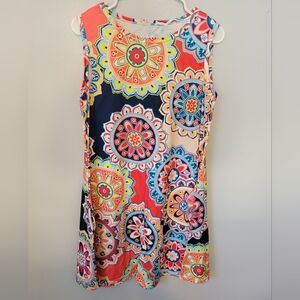 Colorful Boho Sleeveless Mini Dress-Size L- Like NEW!